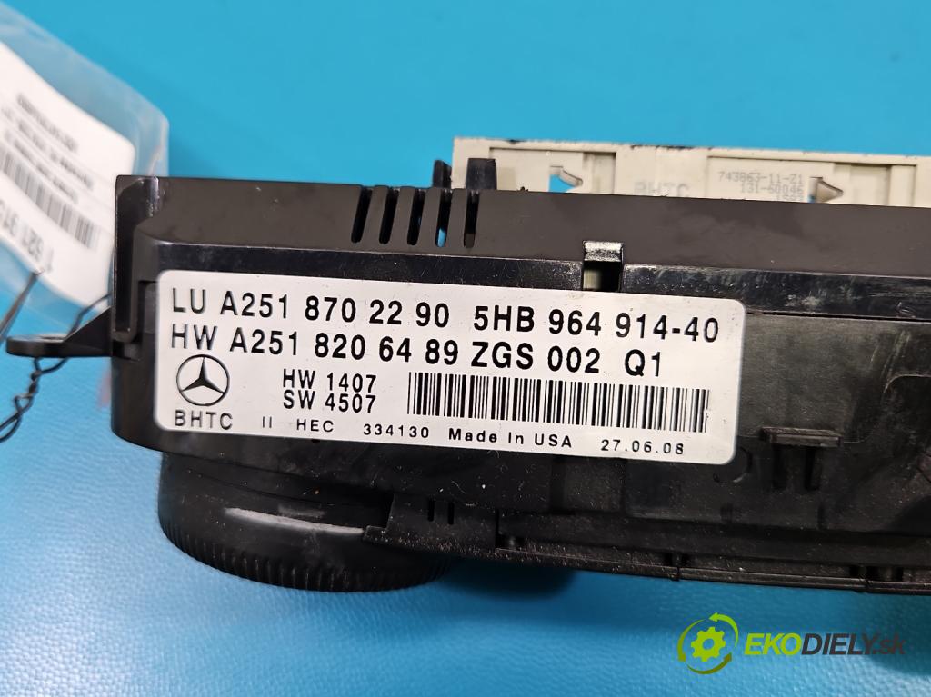 Mercedes ML W164 2005-2011 4.0 CDI 306KM automatic 225 kW 3996 cm3 5- palubní deska panel topení A2518702290