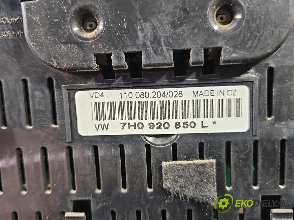 Vw Transporter T5 2003-2015 1.9 tdi 86 HP manual 63 kW 1896 cm3 5- prístrojovka/ budíky 7H0920850L (Prístrojová doska)
