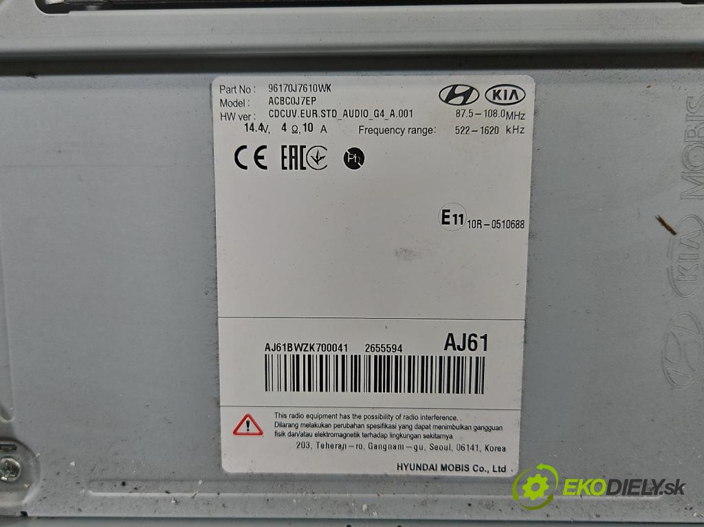 Kia Ceed III 2018- 1.6 CRDI 116 hp manual 85 kW 1598 cm3 5- Radio továrna: 96170J7610WK