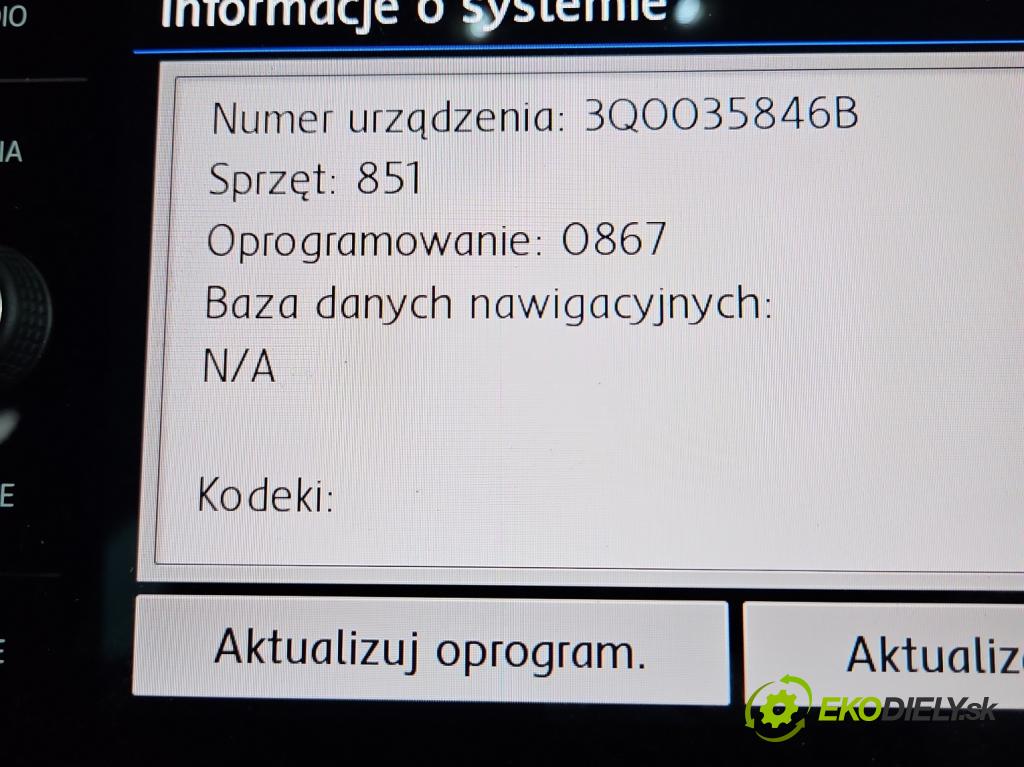 Vw Passat B8 2014- 2.0 tdi 190 HP automatic 140 kW 1968 cm3 5- Radio originál 5G6919605B