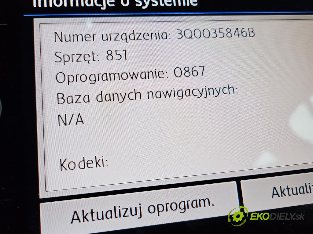 Vw Passat B8 2014- 2.0 tdi 190 HP automatic 140 kW 1968 cm3 5- Radio originál 5G6919605B