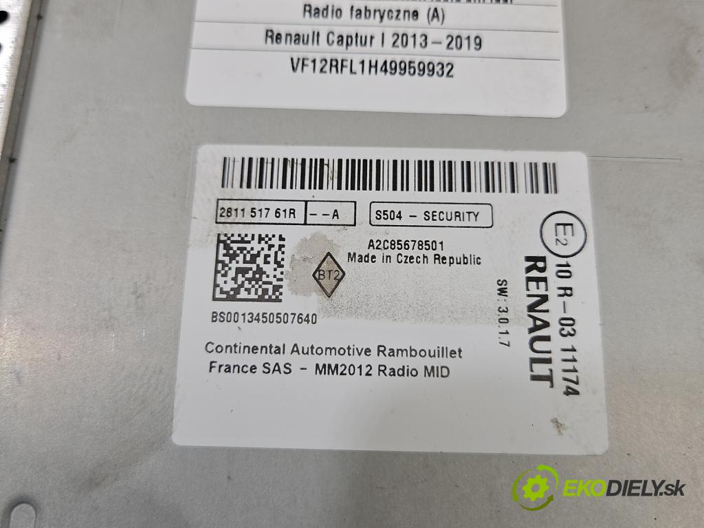 Renault Captur I 2013-2019 1.5 dci 90 HP manual 66 kW 1461 cm3 5- Radio originál 281151761R