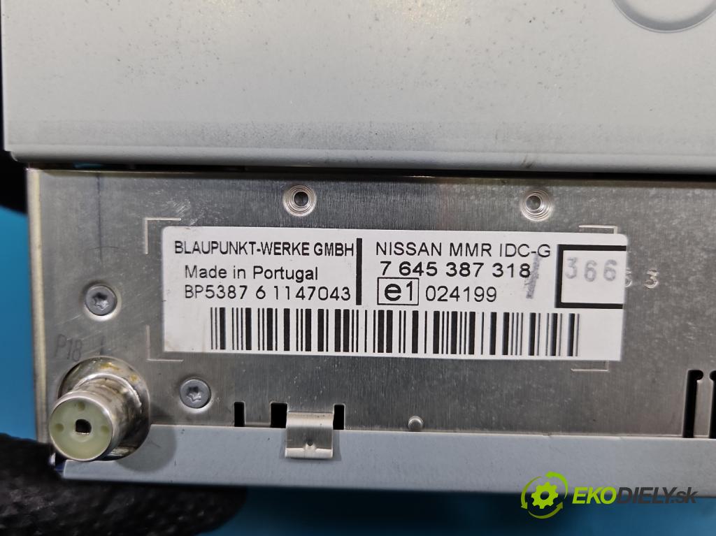 Nissan Note I 2006-2012 1.5 dci 86 hp manual 63 kW 1461 cm3 5- Radio továrna: 7645387318