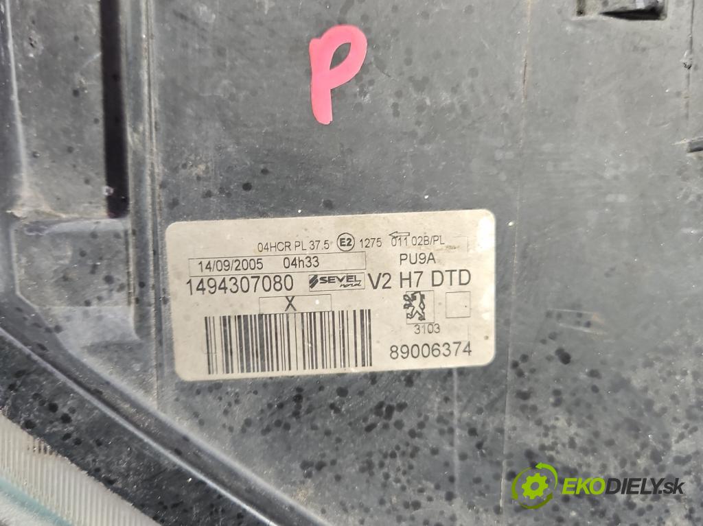 Peugeot 807 2002-2014 2.2 16V 158 HP manual 116 kW 2230 cm3 5- Reflektor: pravý 89006374 (Svetlo predné pravé)