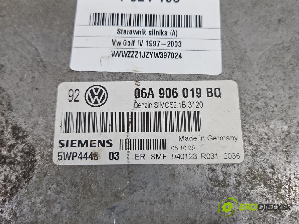 Vw Golf IV 1997-2003 1.6 8V 101 hp manual 74 kW 1595 cm3 5- řídící jednotka motoru 06A906019BQ