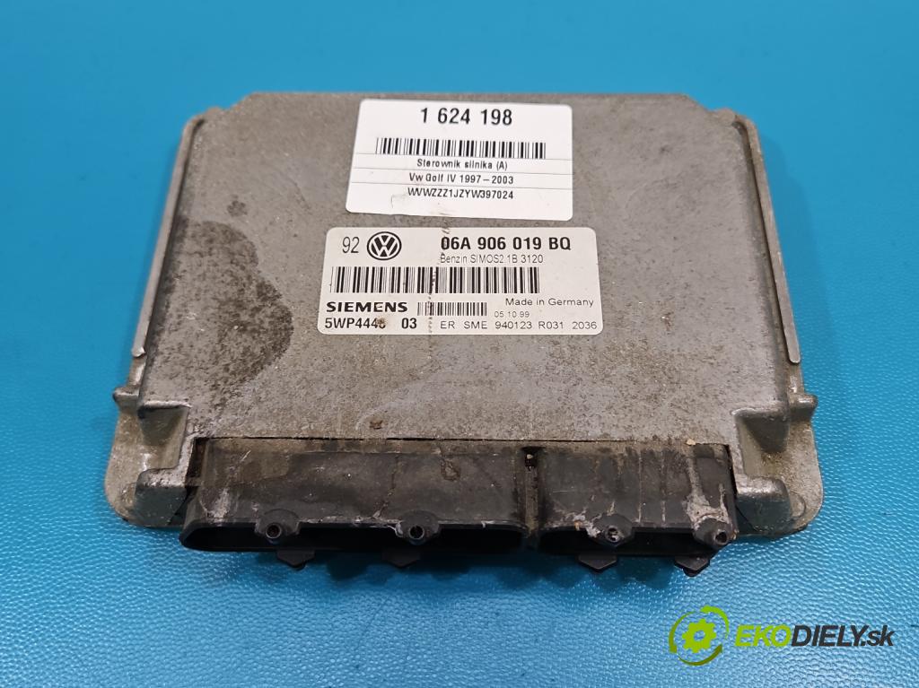 Vw Golf IV 1997-2003 1.6 8V 101 hp manual 74 kW 1595 cm3 5- řídící jednotka motoru 06A906019BQ