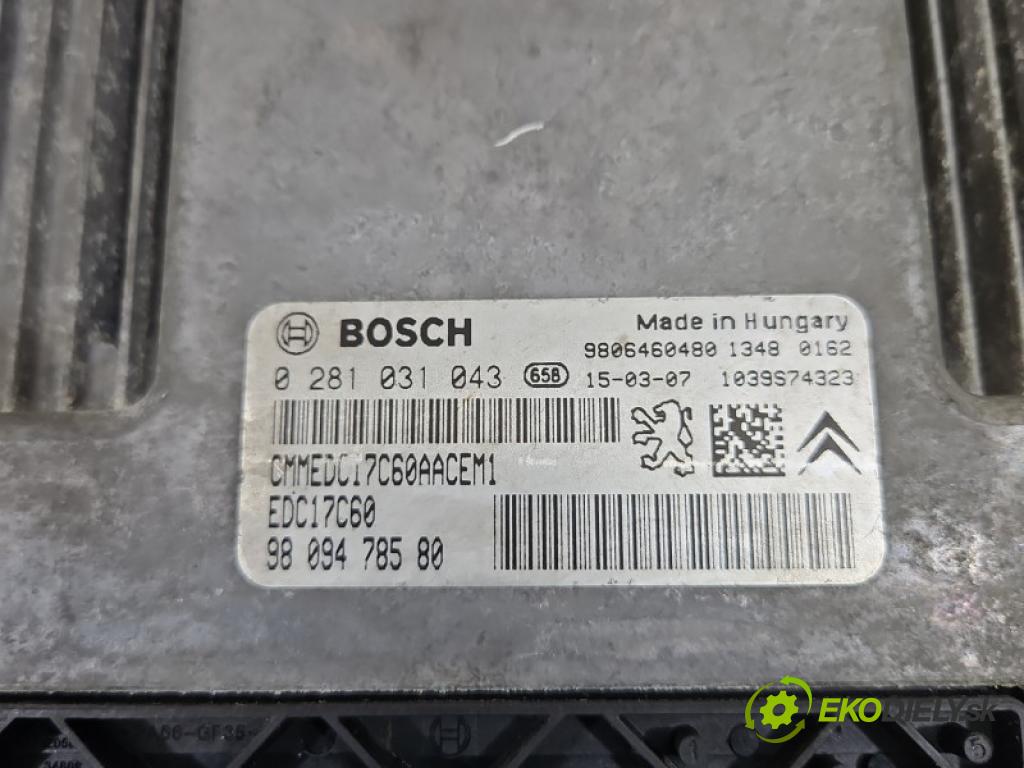 Citroen C4 Cactus 2014-2020 1.6 hdi 99 HP manual 73 kW 1560 cm3 5- riadiaca jednotka motora 0281031043