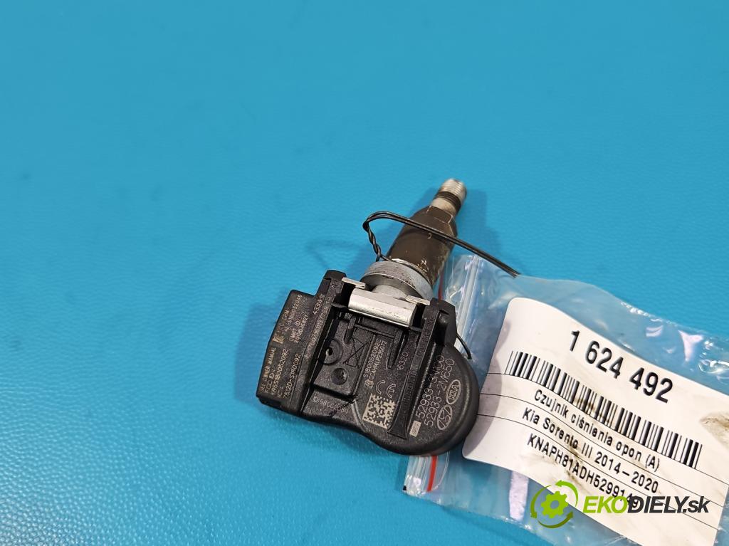 Kia Sorento III 2014-2020 2.0 crdi 185 HP automatic 136 kW 1995 cm3 5- snímač tlak: pneumatika 52933-3N100 (Snímač tlaku v pneumatike)
