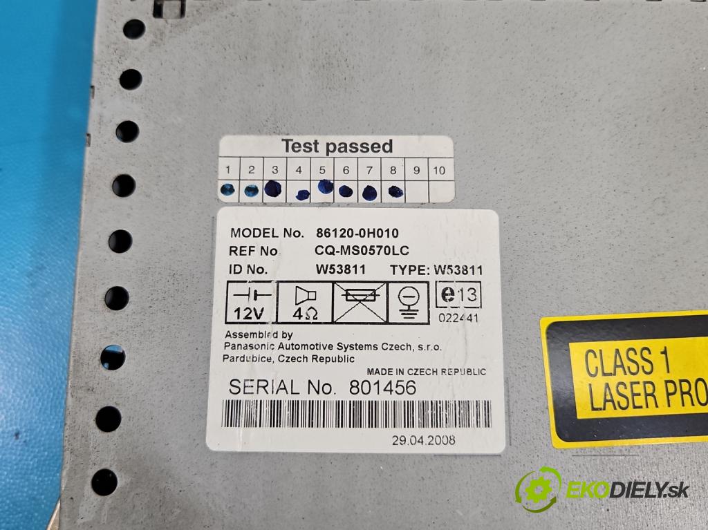 Toyota Aygo 2005-2014 1.0 12V 68 HP manual 50 kW 998 cm3 3- Radio originál 86120-0H010