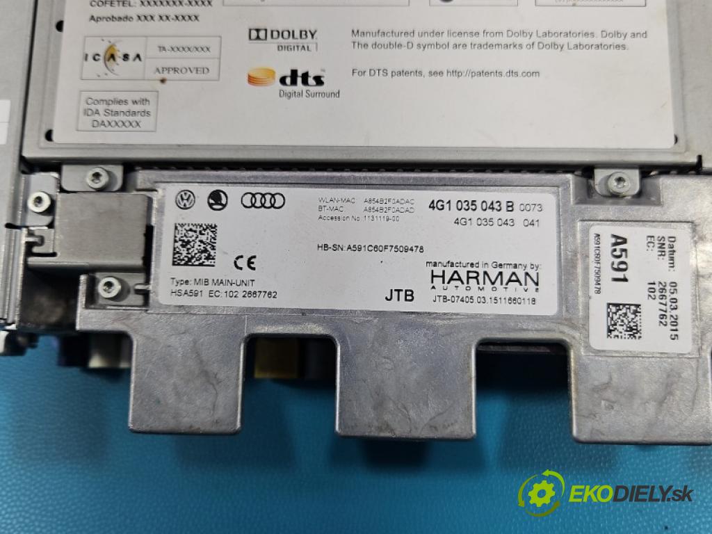 Audi A6 C7 2011-2018 2.0 tdi 190 hp automatic 140 kW 1968 cm3 5- Navigace: čtečka 4G1035043B