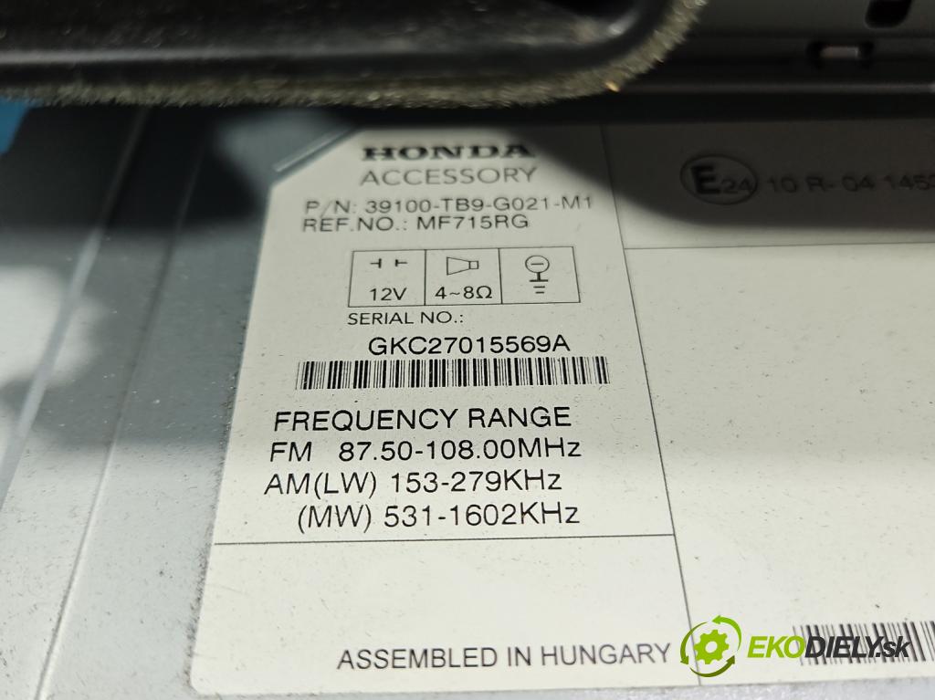 Honda Civic IX 2011-2017 1.8 16V 141 hp manual 104 kW 1798 cm3 5- Radio továrna: GKC27015569A