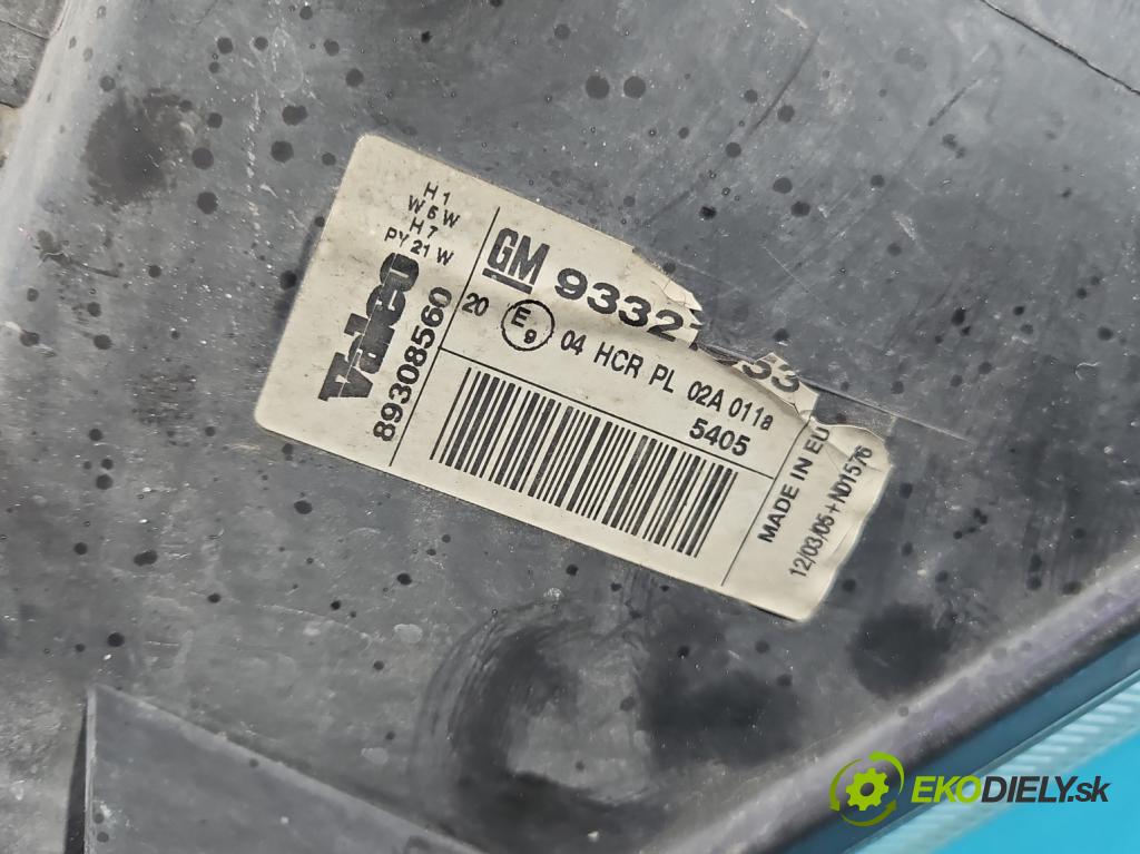 Opel Meriva A 2002-2010 1.8 16V 125 HP manual 92 kW 1796 cm3 5- Reflektor: pravý 89308560 (Svetlo predné pravé)