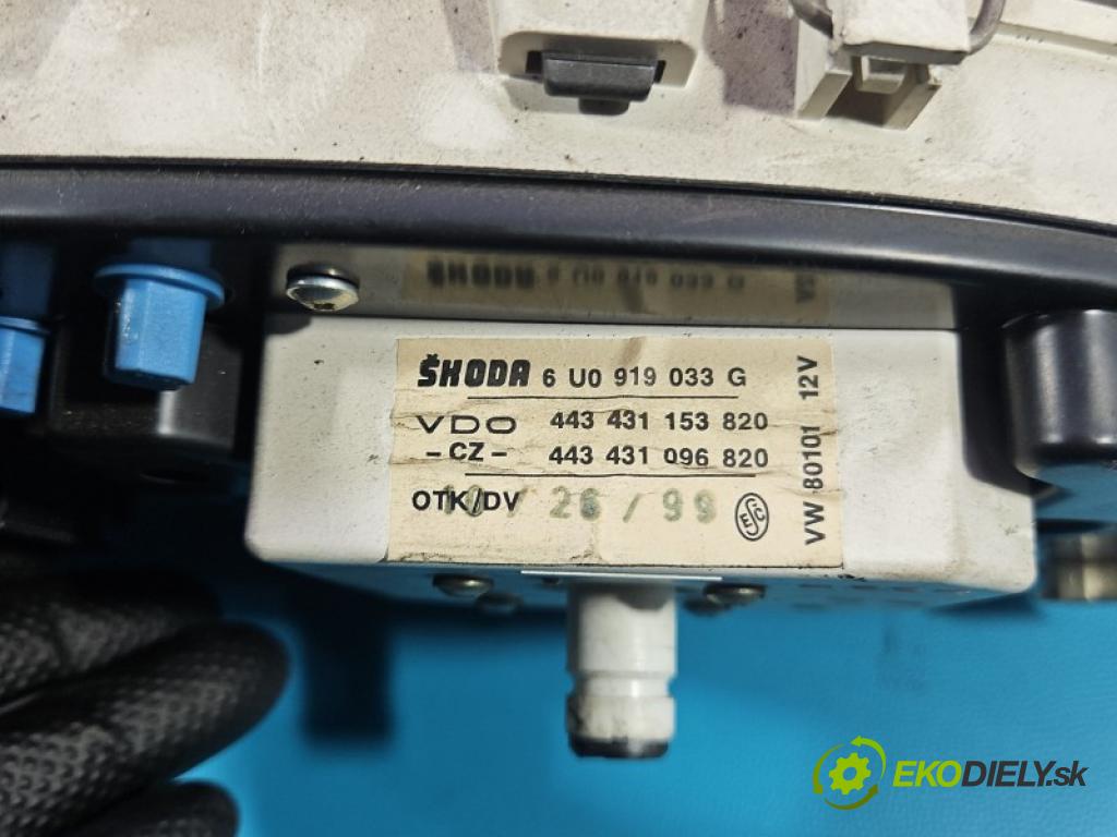 Skoda Felicia 1.3 MPI 68 hp manual 50 kW 1289 cm3 5- Přístrojová deska 6U0919033G (Přístrojová deska)