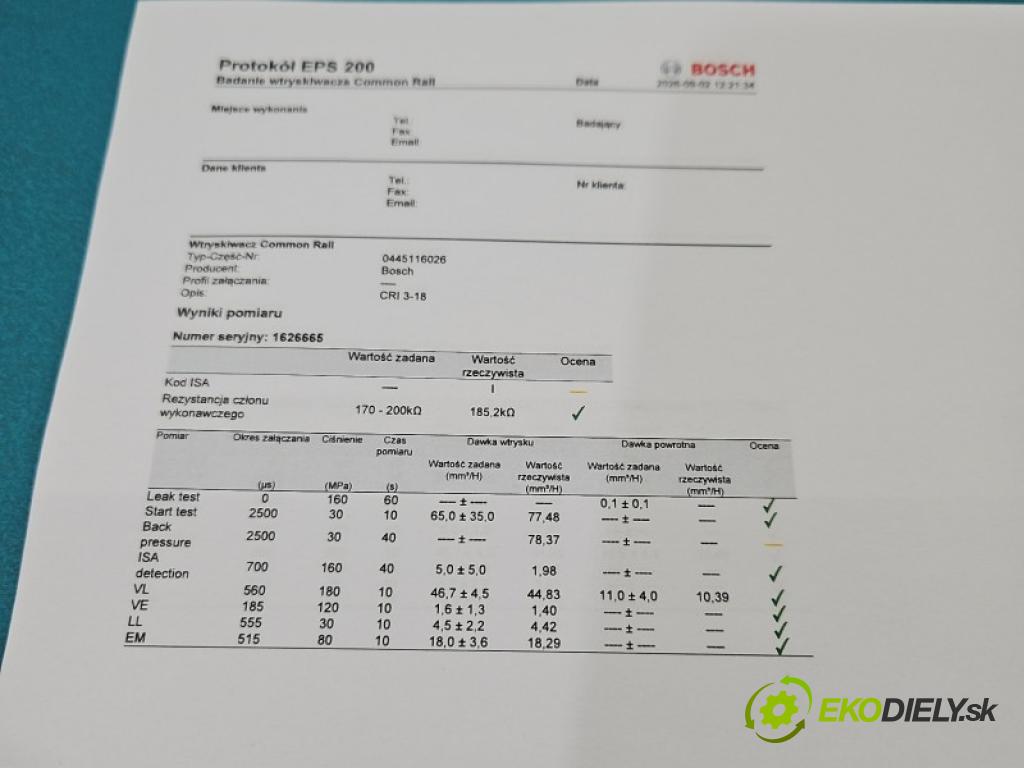 Mercedes ML W166 2011-2015 3.0 CDI 642.826 automatic 189 kW 2987 cm3 5- vstřikovač diesel 0445116026