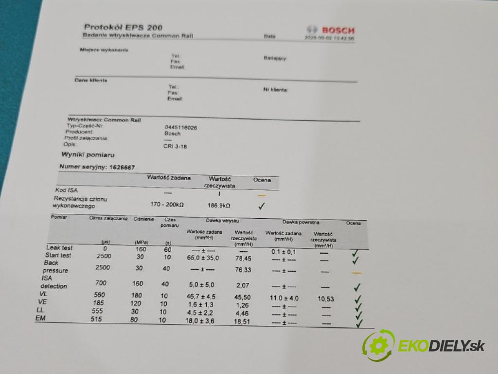 Mercedes ML W166 2011-2015 3.0 CDI 642.826 automatic 189 kW 2987 cm3 5- vstřikovač diesel 0445116026