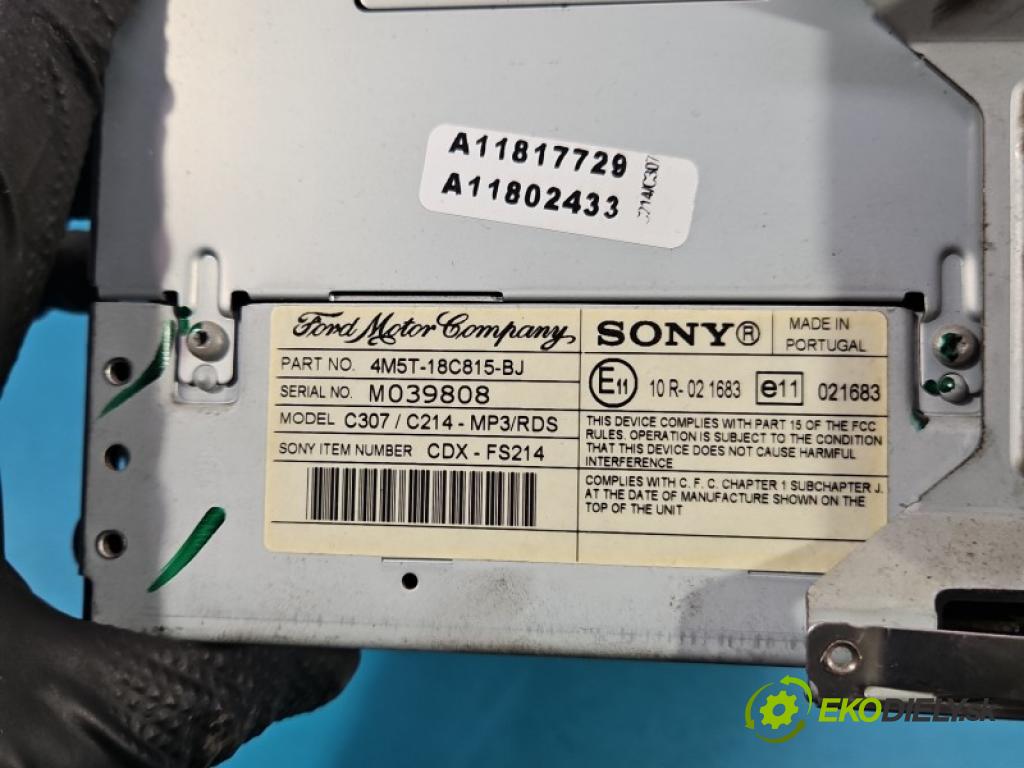 Ford Focus Mk2 2004-2011 2.0 tdci 136hp manual 100 kW 1997 cm3 5- Radio továrna: 4M5T-18C815-BJ