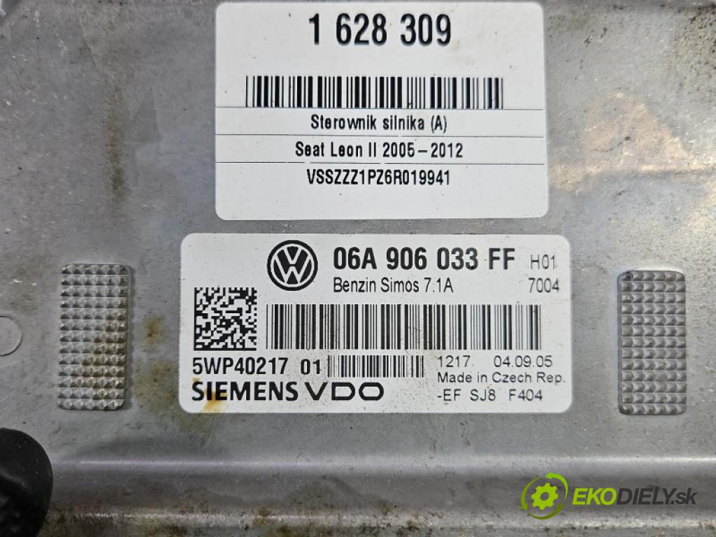 Seat Leon II 2005-2012 1.6 8V 102 hp manual 75 kW 1595 cm3 5- řídící jednotka motoru 06A906033FF