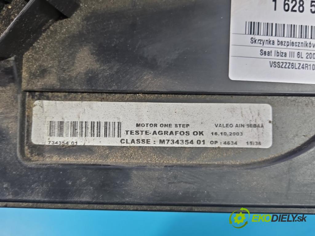 Seat Ibiza III 6L 2002-2008 1.2 12V AZQ 64 hp manual 47 kW 1198 cm3 3- skříňka pojistková 6Q0937550F (Pojistková skříňka)