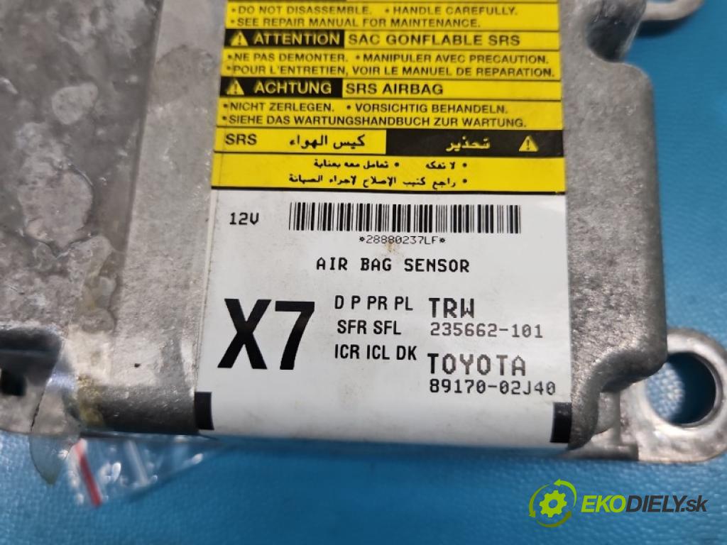 Toyota Auris II 2012-2018 1.6 16V 132 hp manual 97 kW 1598 cm3 5- řídící jednotka polštáře: 89170-02J40