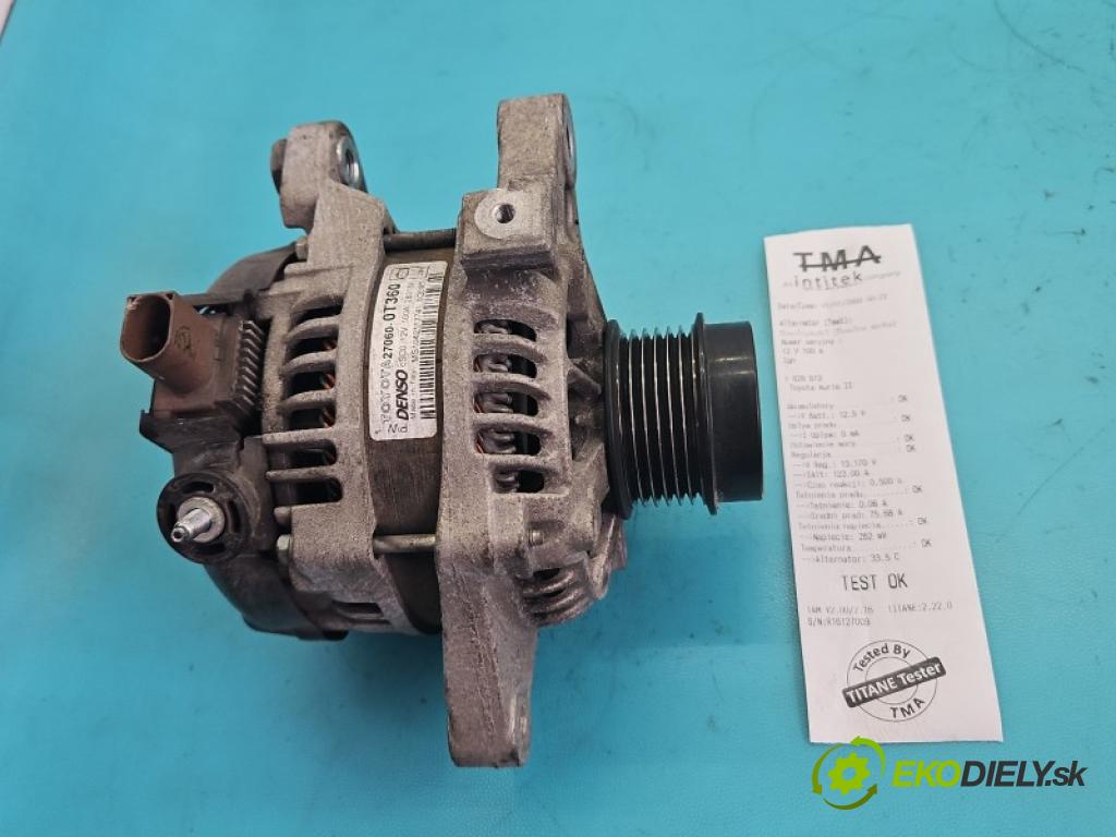 Toyota Auris II 2012-2018 1.6 16V 132 hp manual 97 kW 1598 cm3 5- Alternator 27060-0T360 (Alternátor)