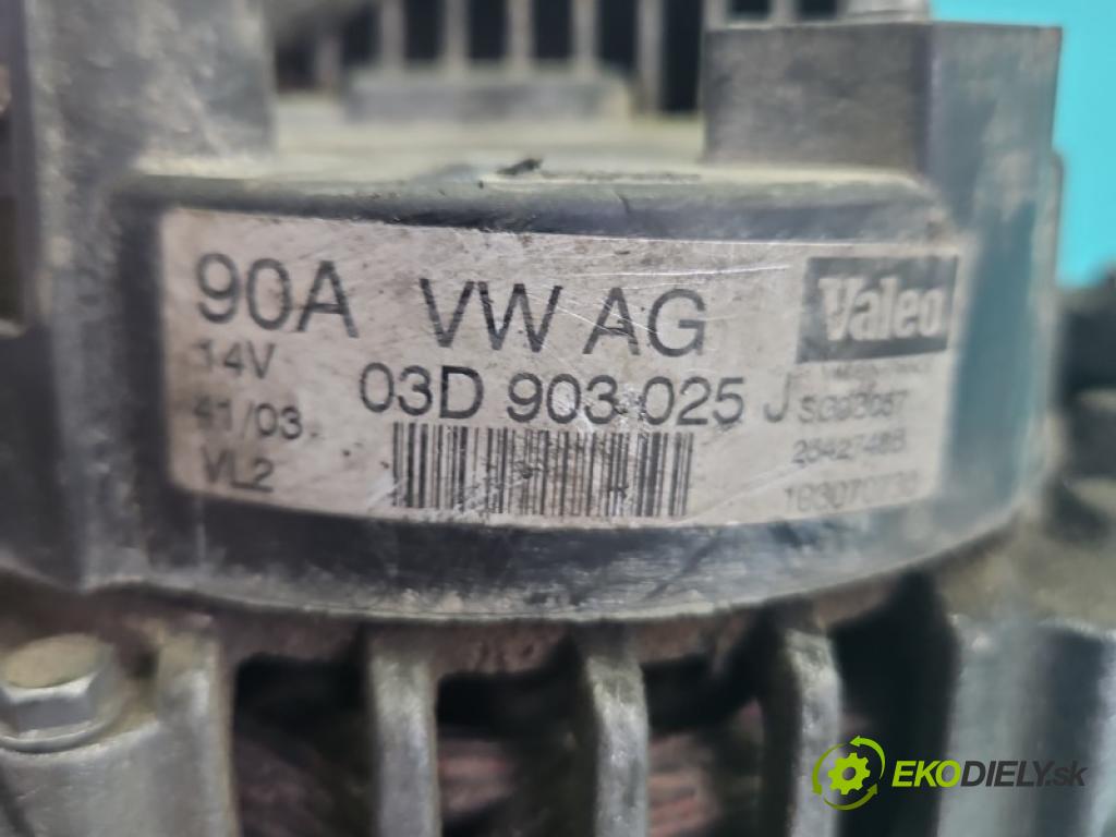 Seat Ibiza III 6L 2002-2008 1.2 12V AZQ 64 hp manual 47 kW 1198 cm3 3- Alternator 03D903025J (Alternátor)