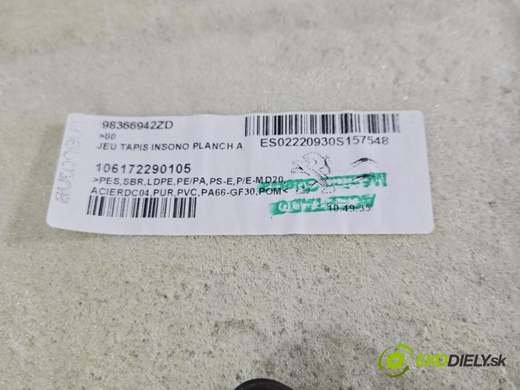 Peugeot Rifter 1.5 hdi 131 HP manual 96 kW 1499 cm3 5- koberec do auta ostatné 98365718ZD