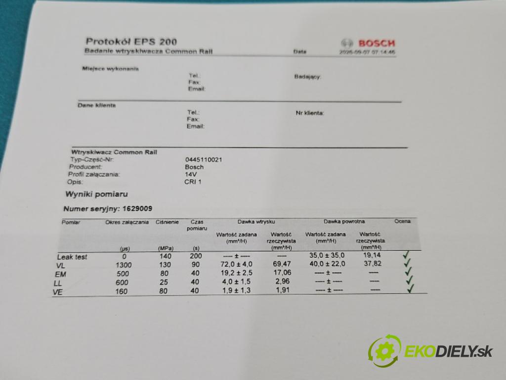 Renault Scenic II 2003-2009 1.9 dci 120 hp manual 88 kW 1870 cm3 5- vstřikovač diesel 0445110021