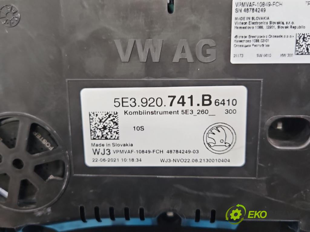 Skoda Octavia IV 2019- 2.0 tdi 150 hp manual 110 kW 1968 cm3 5- Přístrojová deska 5E3920741B (Přístrojová deska)