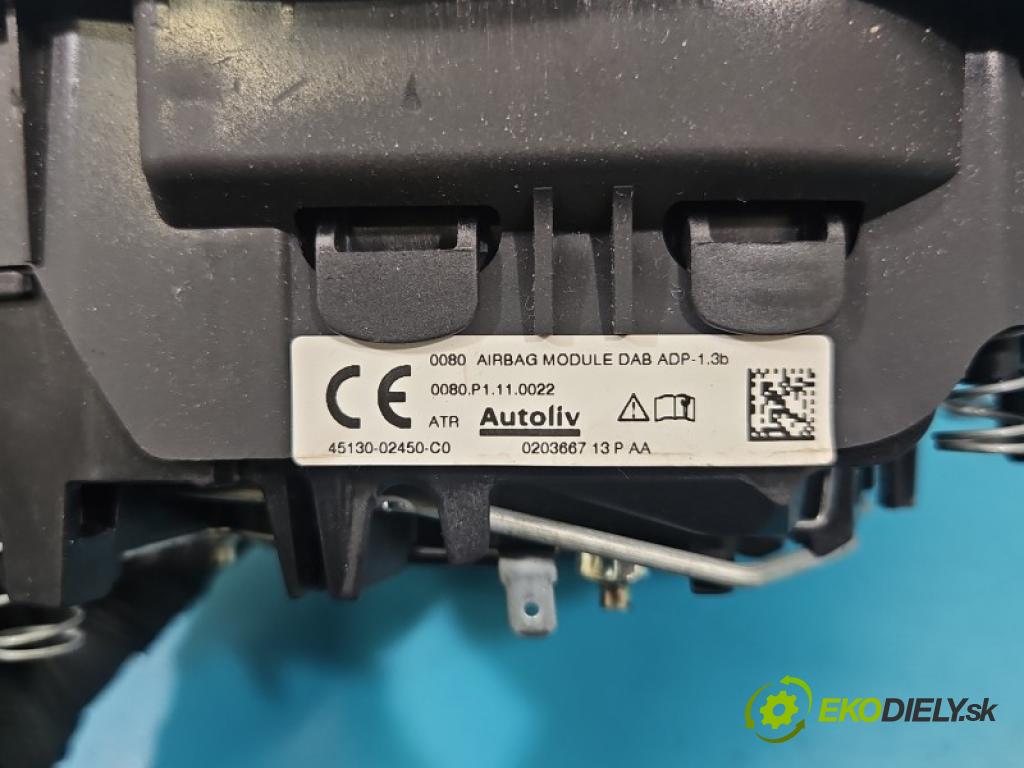 Toyota Corolla E16/E18 2013-2019 1.6 16V 132 hp manual 97 kW 1598 cm3 4- Polštář: vzduch: Řidič: 45130-02450-C0 (Airbag)
