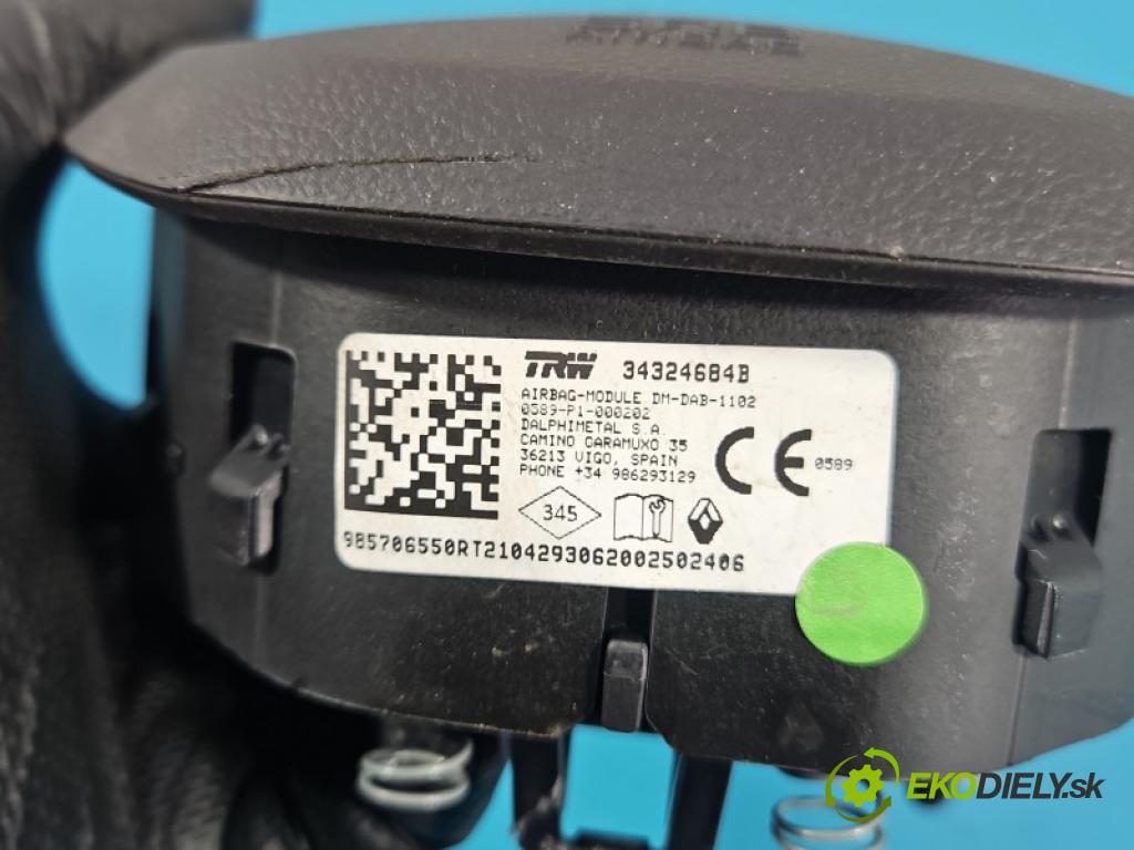 Renault Captur II 2019- 1.3 140 hp manual 103 kW 1332 cm3 5- Polštář: vzduch: Řidič: 985706550R (Airbag)