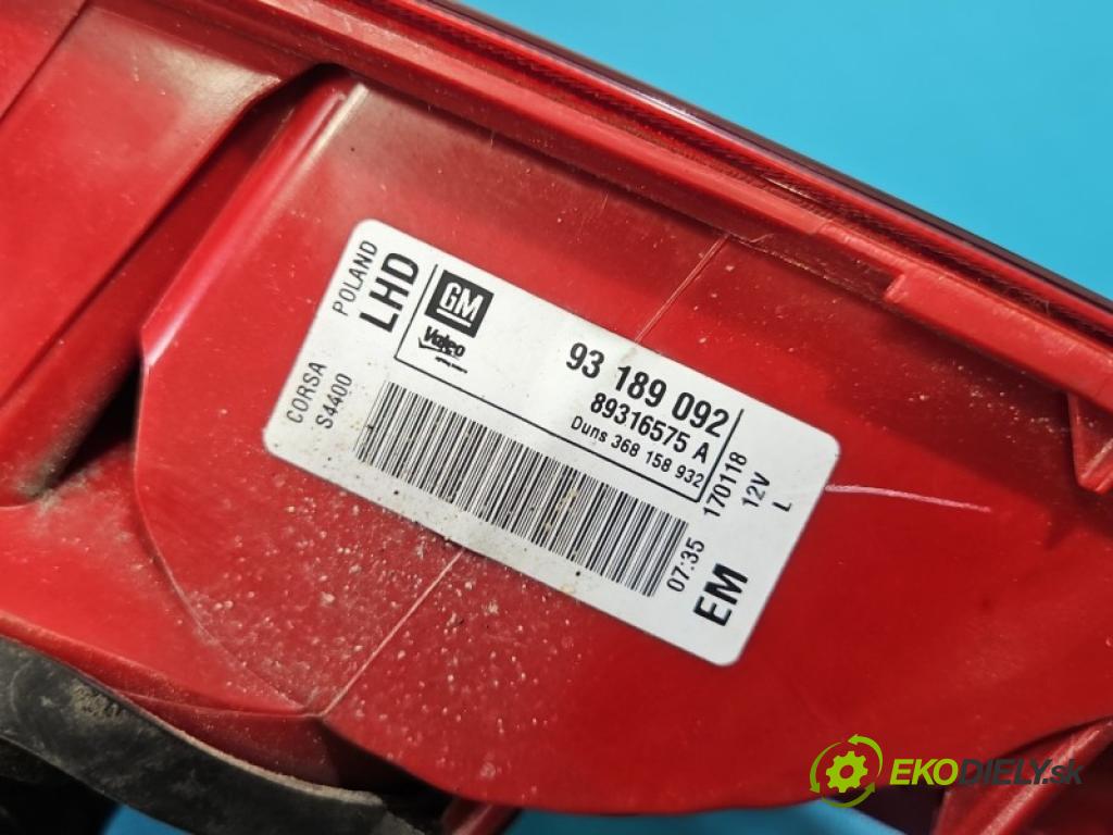 Opel Corsa D 2006-2014 1.3 cdti 75 hp manual 55 kW 1248 cm3 3- světlo zadní levé blatník: 93189092