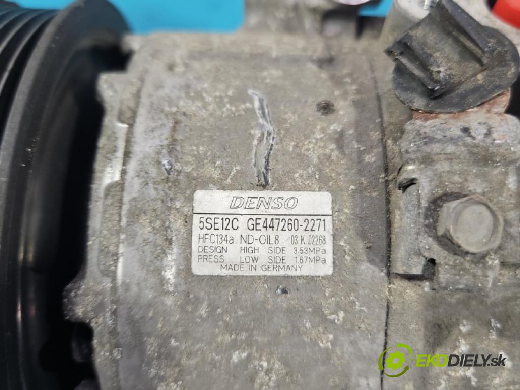 Toyota Auris I 2006-2013 1.4 vvti 97KM manual 71 kW 1398 cm3 5- Kompresor: klíma 447260-2271 (Kompresor klimatizace)