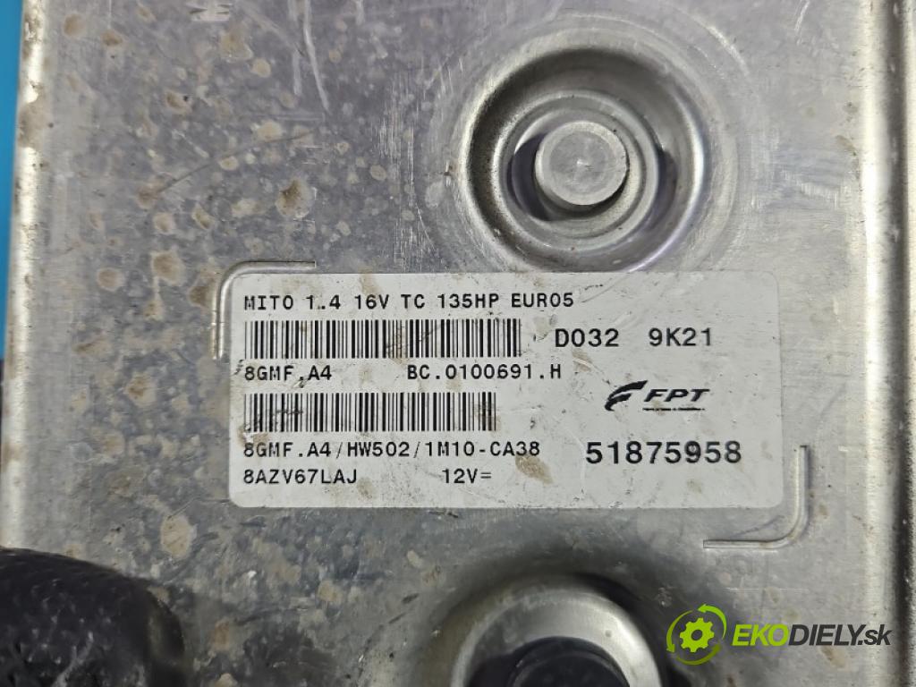 Alfa romeo Mito 2008-2018 1.4 T 955A2000 135 HP manual 99 kW 1368 cm3 3- riadiaca jednotka motora 51875958