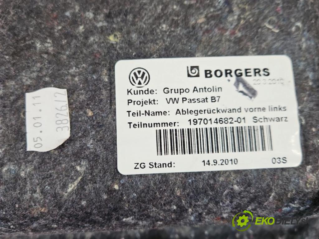 Vw Passat B7 2010-2014 2.0 tdi 140 HP automatic 103 kW 1968 cm3 5- Čalounictví: dvere predné ľavé 3AB86701