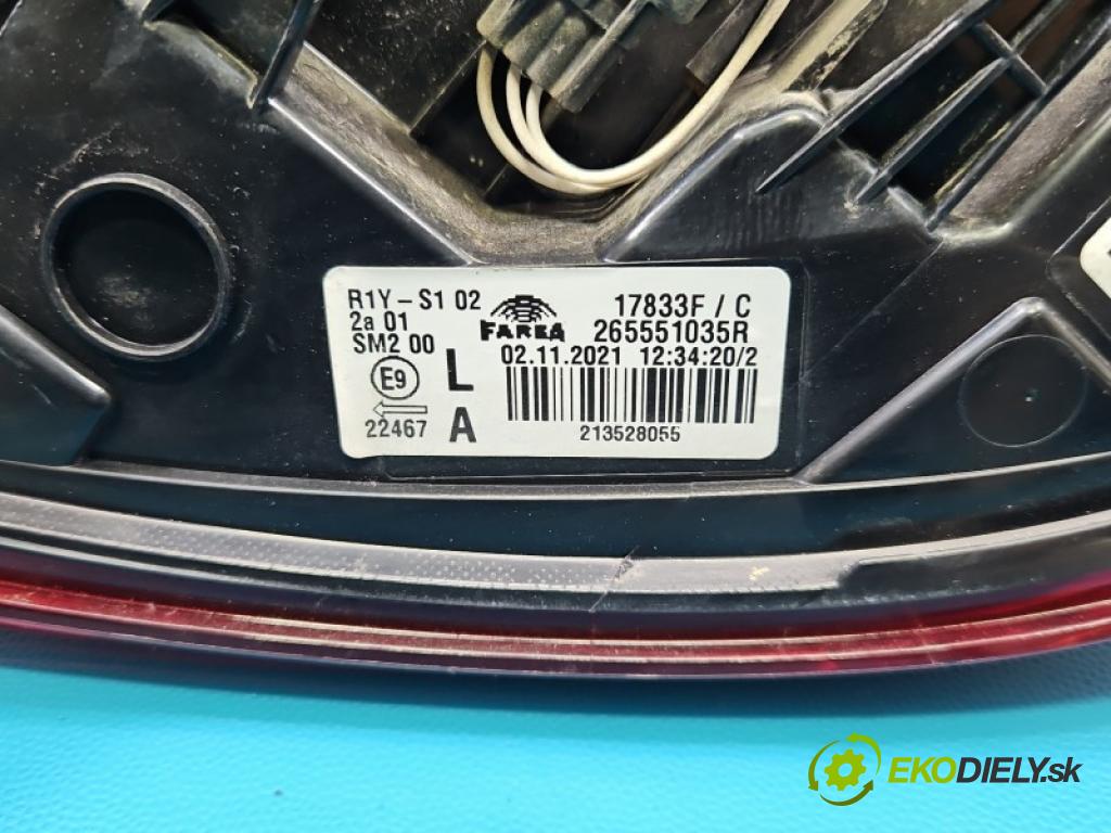 Renault Clio V 2019- 1.6 16v 91KM automatic 67 kW 1598 cm3 5- světlo zadní levé blatník: 265551035R