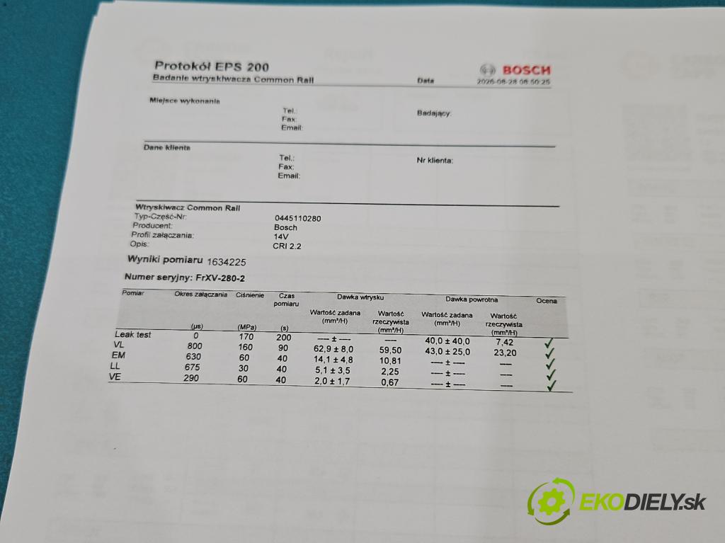 Renault Scenic II 2003-2009 1.9 dCi 131 HP  96 kW 1900 cm3 5- vstrek diesel: 0445110280