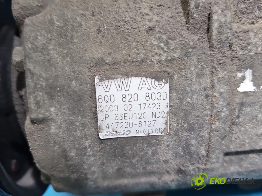 Seat Cordoba II 6L 2002-2008 1.4 16V 75 HP manual 55 kW 1390 cm3 4- Kompresor: klimatizácie 6Q0820803D (Kompresor klimatizácie)