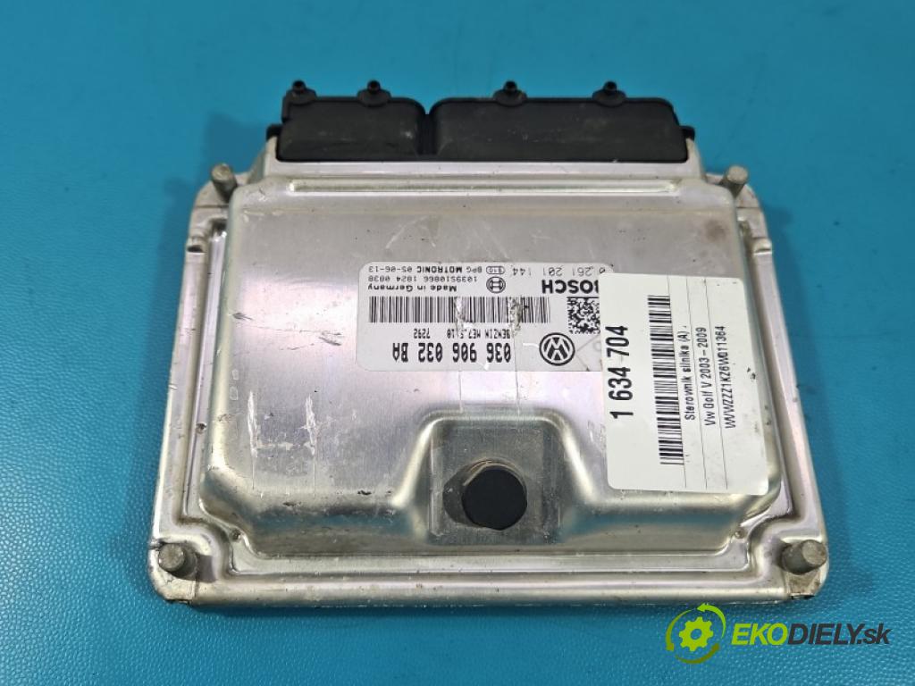 Vw Golf V 2003-2009 1.4 16V BCA 75 HP manual 55 kW 1390 cm3 3- riadiaca jednotka motora 036906032BA