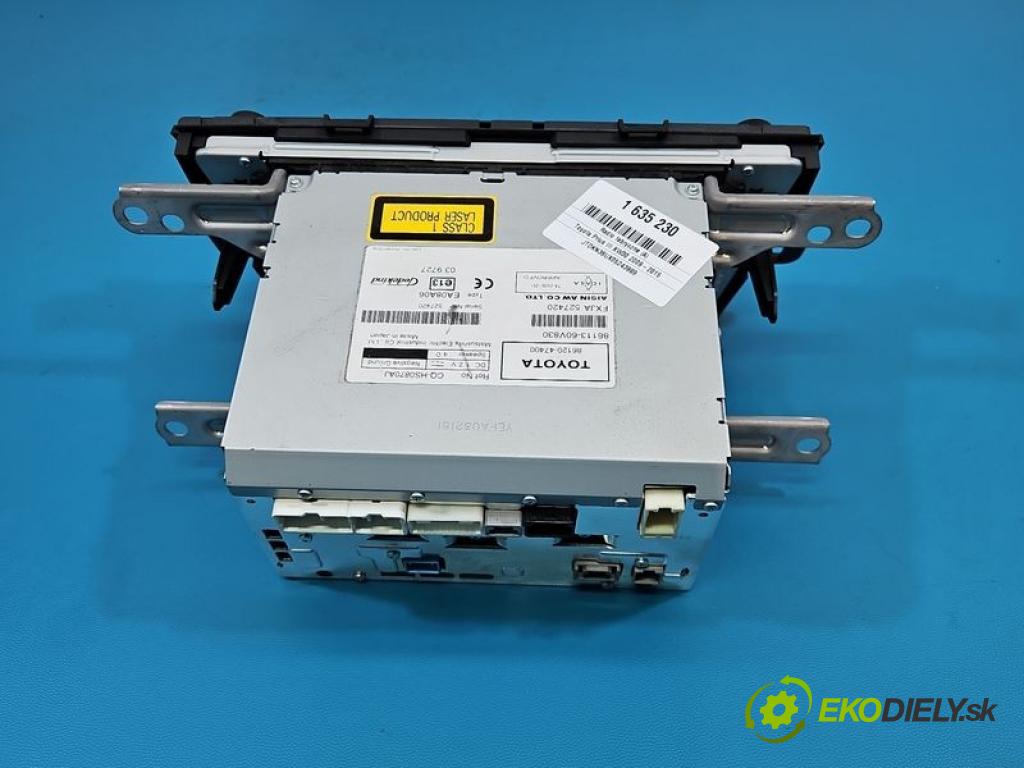 Toyota Prius III XW30 2009-2015 1.8 16V 99 hp automatic 73 kW 1798 cm3 5- Radio továrna: 86120-47400