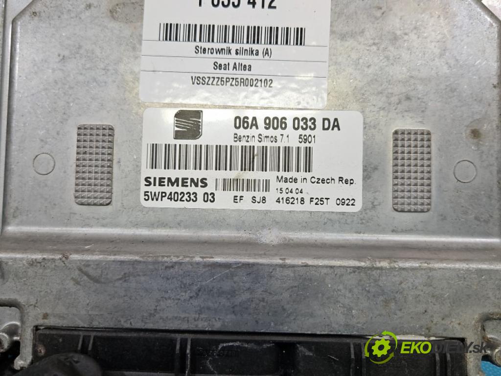Seat Altea 1.6 8V 102 HP manual 75 kW 1595 cm3 5- riadiaca jednotka motora 06A906033DA