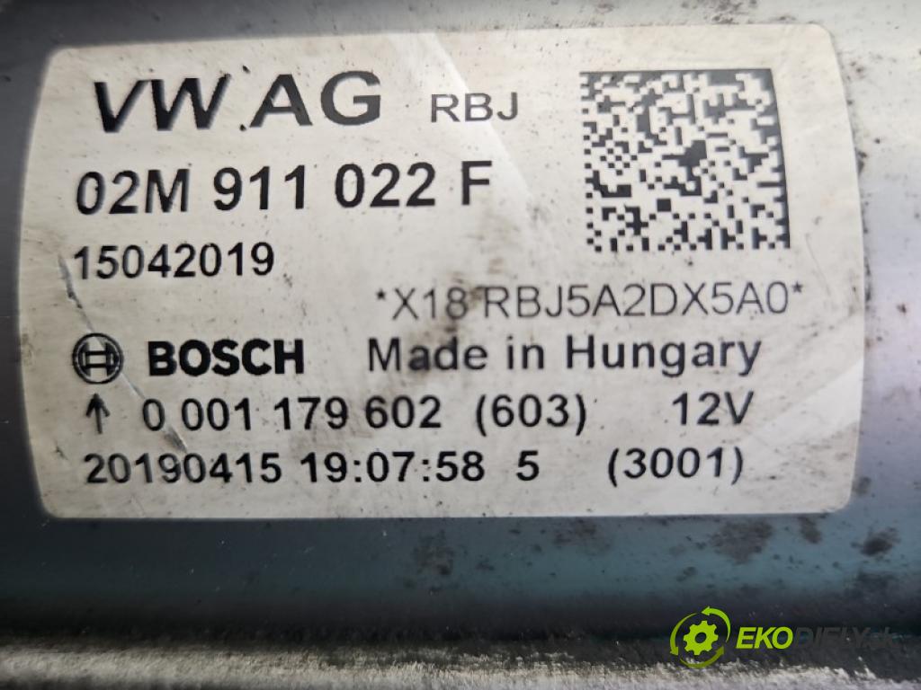 Skoda Fabia III 2014-2021 1.0 TSI 95 hp manual 70 kW 999 cm3 5- startér: 02M911022F (Startér)