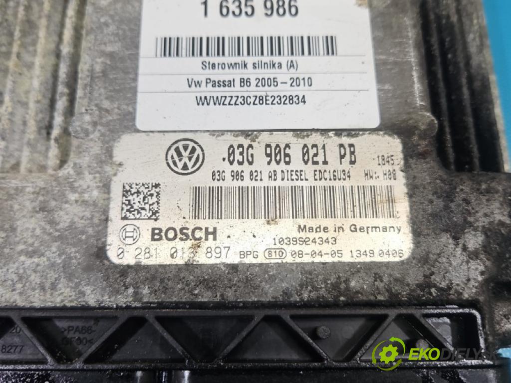 Vw Passat B6 2005-2010 1.9 tdi BLS 105 HP manual 77 kW 1896 cm3 5- riadiaca jednotka motora 03G906021PB