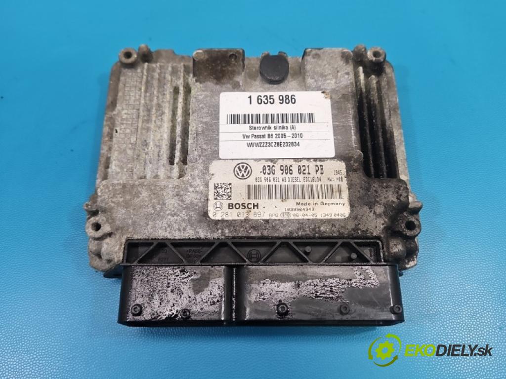 Vw Passat B6 2005-2010 1.9 tdi BLS 105 HP manual 77 kW 1896 cm3 5- riadiaca jednotka motora 03G906021PB