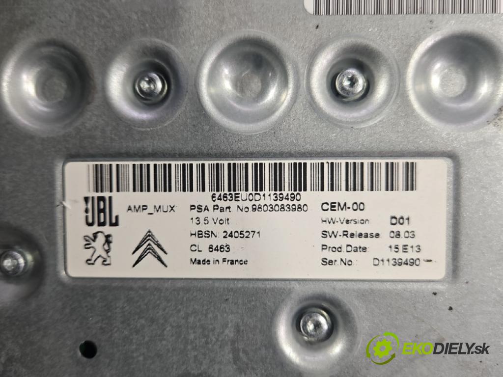 Peugeot 508 I 2010-2018 2.0 hdi 163 hp automatic 120 kW 1997 cm3 5- Zesilovač: 9803083980 (Zesilovač)