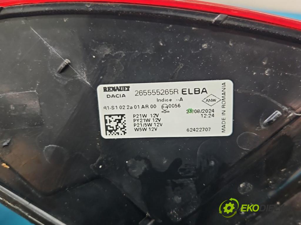 Dacia Sandero III 2020- 1.0 SCe 91KM manual 67 kW 999 cm3 5- světlo zadní levé blatník: 265555265R