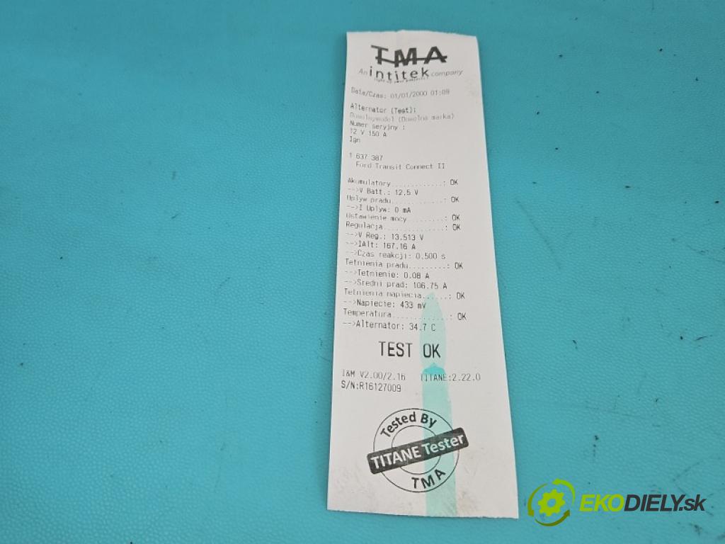 Ford Transit Connect II 2012-2022 1.5 tdci 120 hp manual 88.2 kW 1499 cm3 4- Alternator AV6N-10300-GD (Alternátor)