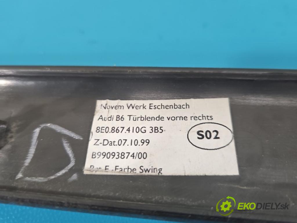 Audi A4 B6 2000-2004 2.0 20V 131 hp manual 96 kW 1984 cm3 4- lišta ozdobná interiéry: 8E1853189R