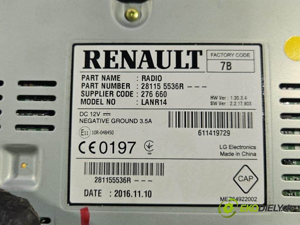 Renault Megane IV 2016-2024 1.5 dci 90 hp manual 66 kW 1461 cm3 5- Navigace: čtečka 281155536R