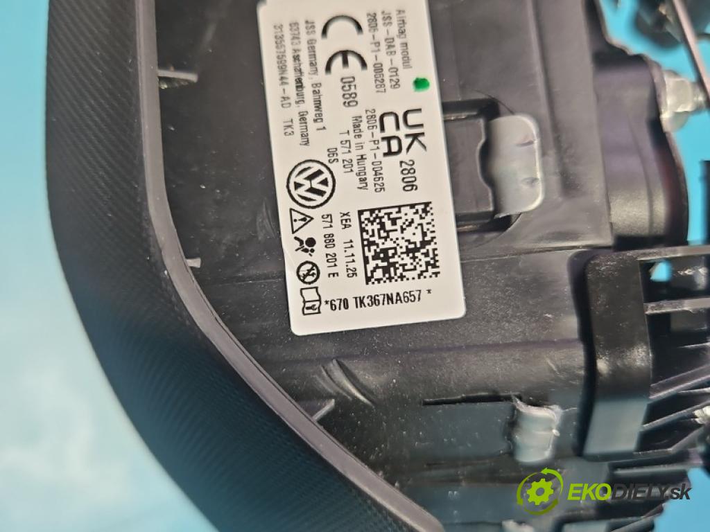 Vw Passat B9 2023- 1.5 TSI 150 hp automatic 110 kW 1498 cm3 5- Polštář: vzduch: Řidič: 571880201E (Airbag)
