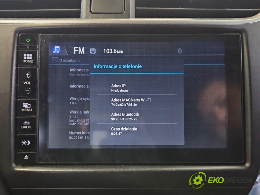 Honda Civic IX 2011-2017 1.8 16V 141 hp manual 104 kW 1798 cm3 5- Radio továrna: 39100TV1G61M1